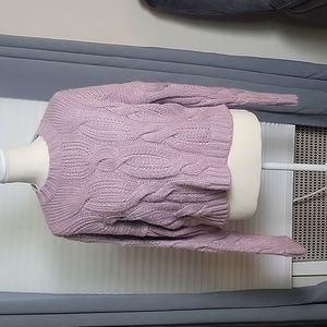 URBAN OUTFITTERS purple cable knit oversized cropped sweater sz small